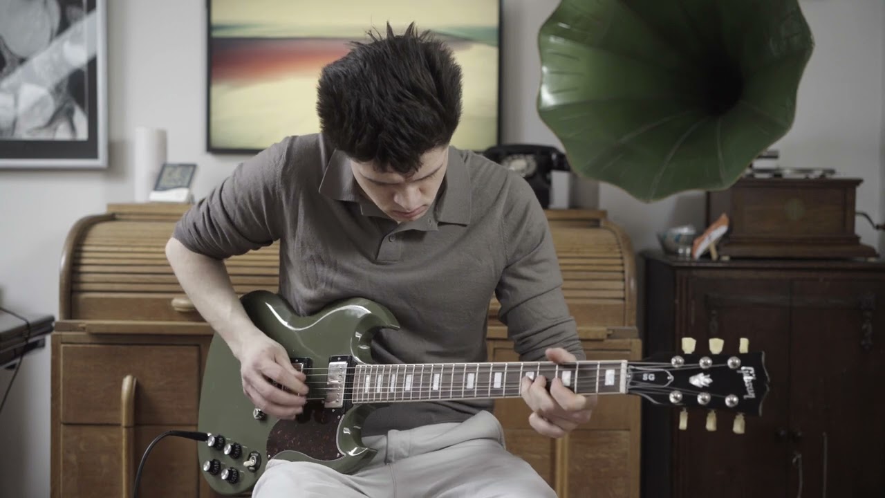 Gibson 2020 Olive Drab Green SG  guitar played by Louis Crosland. #gibson #gibsonguitars #blues