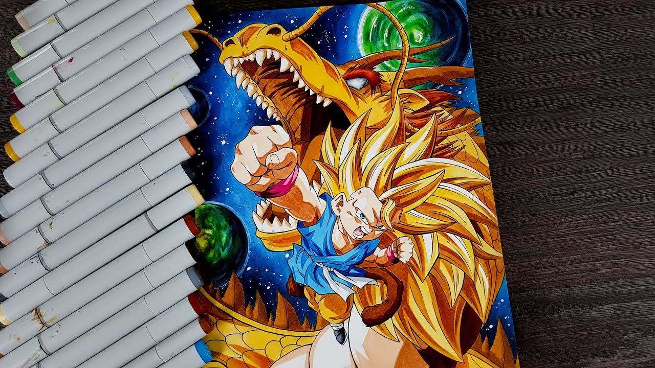Drawing Goku Super Dragon Fist Final Strike against Evil