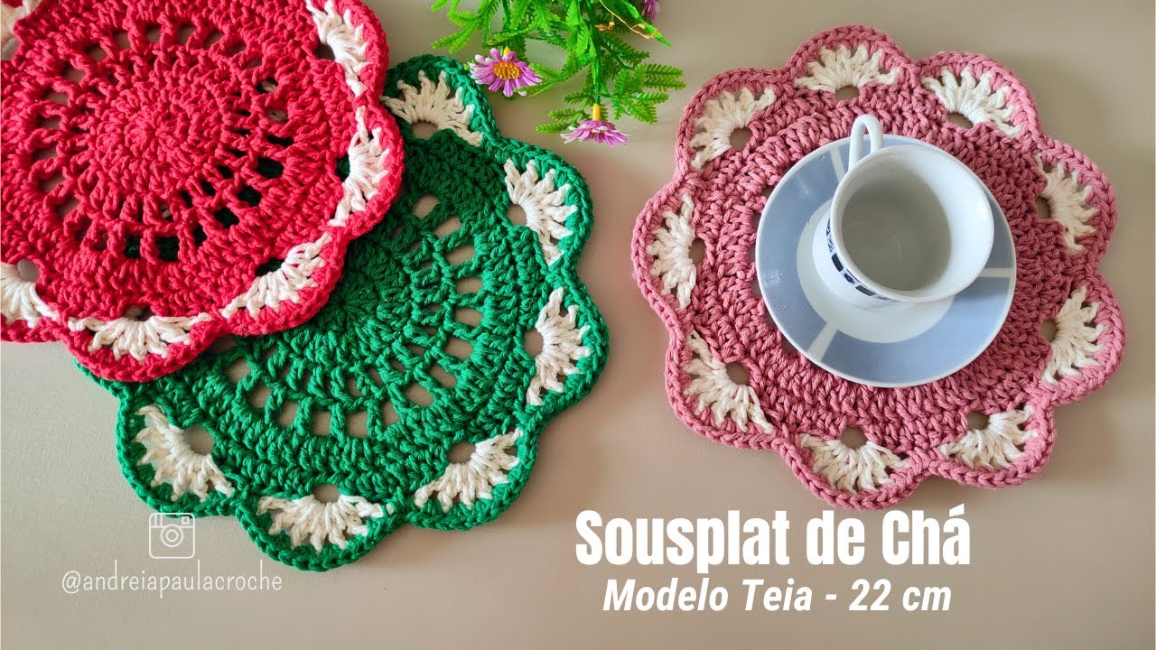 Mini Sousplat em Crochê – Passo a Passo do Modelo Teia (Chá e Café)