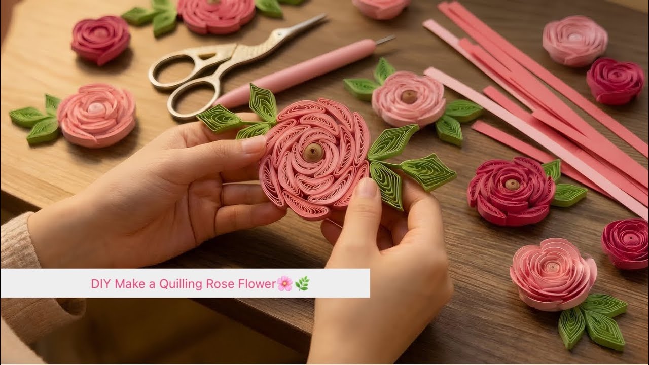 Make a Quilling Rose Flower – Easy & Beautiful Tutorial 🌸🌿