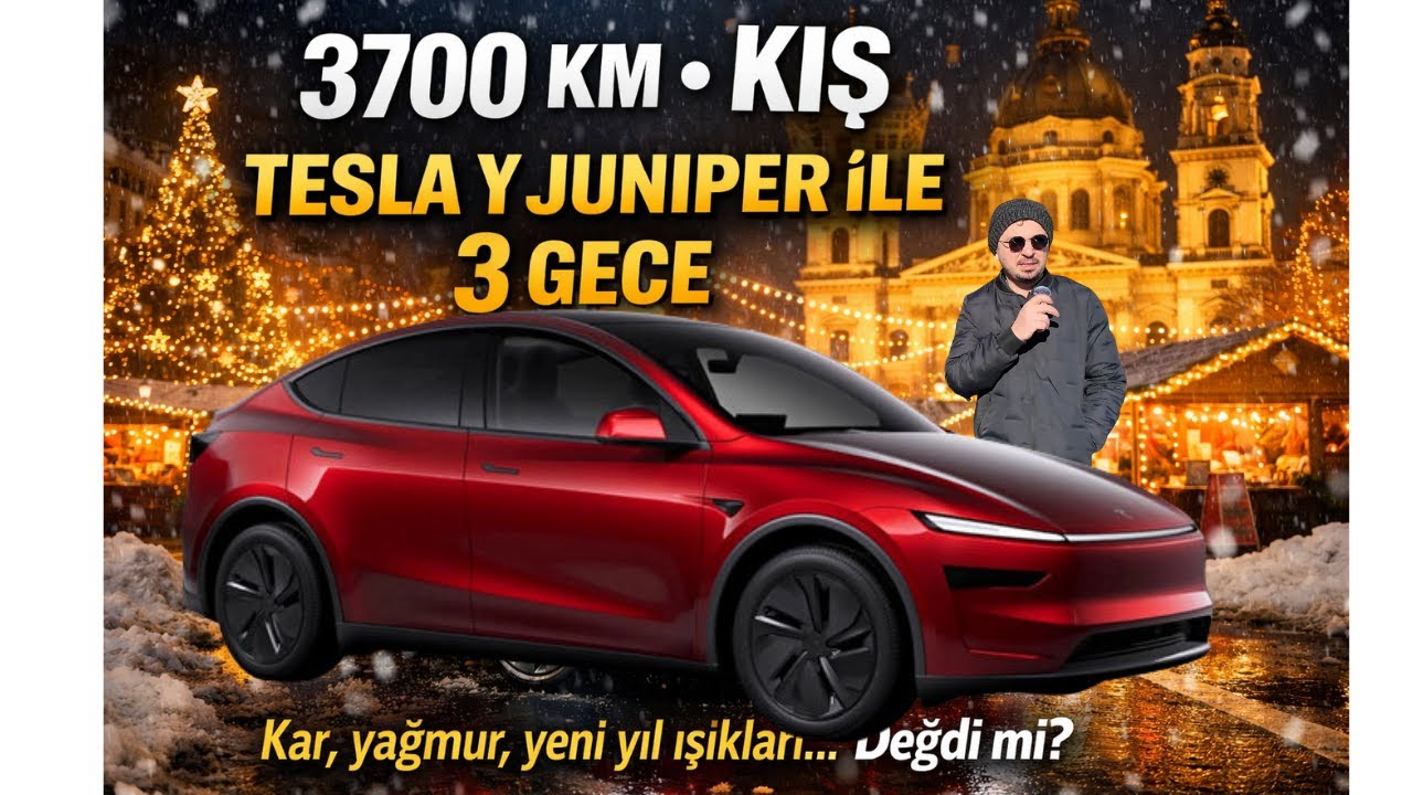 🚗⚡Tesla Model Y ile Avrupa Turu! Kamp Modu, 3700 KM, Kar Fırtınası ve Yeni Yıl Işıkları