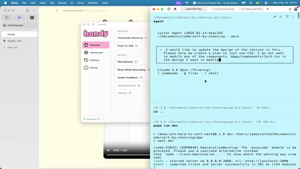 Trying (and Failing) to Use the Cursor Agent with Handy