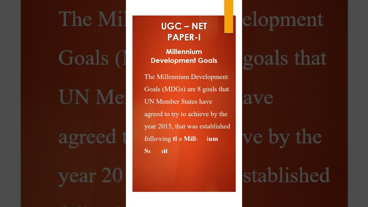 Millennium Development Goals (MDGs) #ugcnet #ugcnetshorts