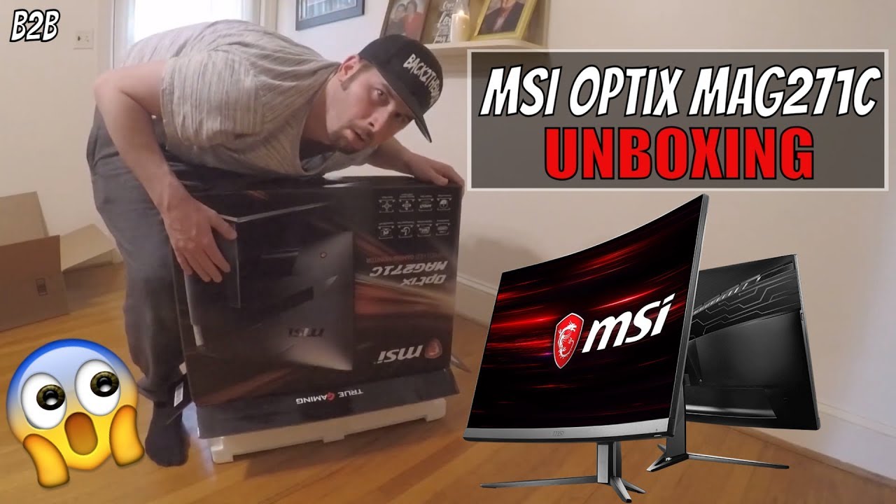 Распаковка игрового монитора MSI Optix MAG271C с изогнутым экраном 27 дюймов.