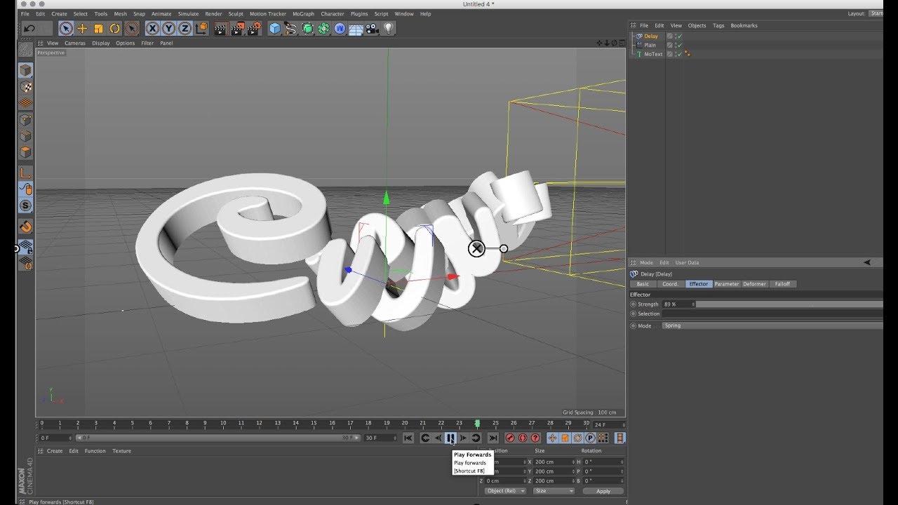 3d Text Animation with Plain, Delay Effector in Cinema 4d Tutorial