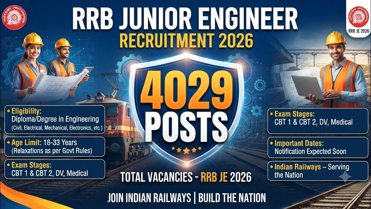 RRB JUNIOR ENGINEER 4029 POST 2026