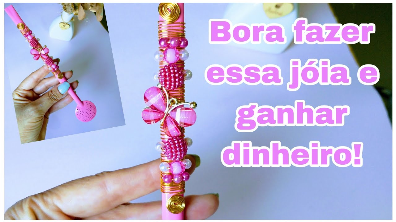 Como decorar bomba de chimarr&atilde;o,com p&eacute;rola e pingente de borboleta 🦋