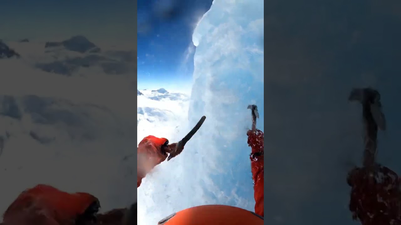 Ice Breaks Mid-Climb in Antarctica