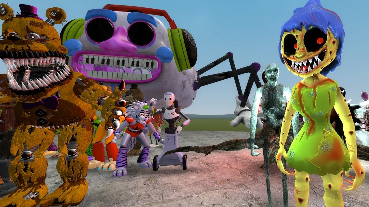 ALL FNAF 1-9 SECURITY BREACH ANIMATRONICS (Five Nights Freddy's) VS SLENDER FORTRESS in Garry's Mod