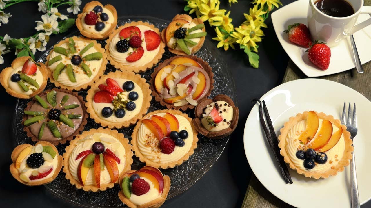 Tartelettes mit Vanillecreme und Früchten – Vanilletörtchen - Mini-tarts - Früchtekuchen