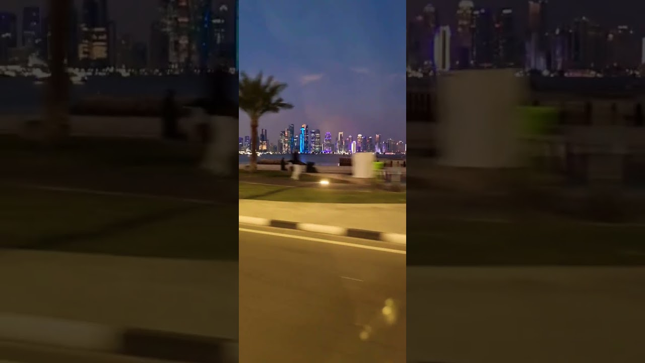 Qatar Night lifeDoha Skyline.    #corniche #doha #qatarliving #dualipa #dohacorniche