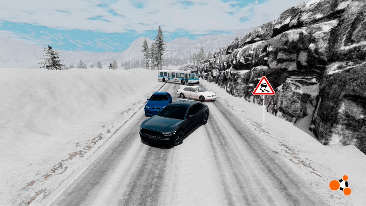 Гололёд на дороге! Краш тест Genesis F90! I BeamNG Drive