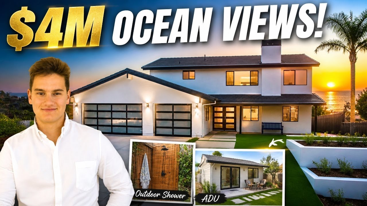 Inside $4M Modern Home with Ocean Views in Solana Beach, CA 92075 | ADU and OUTDOOR Shower