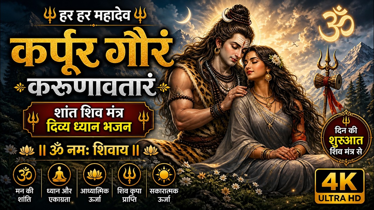 Karpur Gauram Karunavataram | कर्पूर गौरं करुणावतारं | शांत शिव मंत्र | दिव्य ध्यान भजन