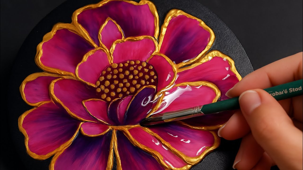 How To Paint a Flower With Texture Paste |Beginner’s Texture Painting Tutorial