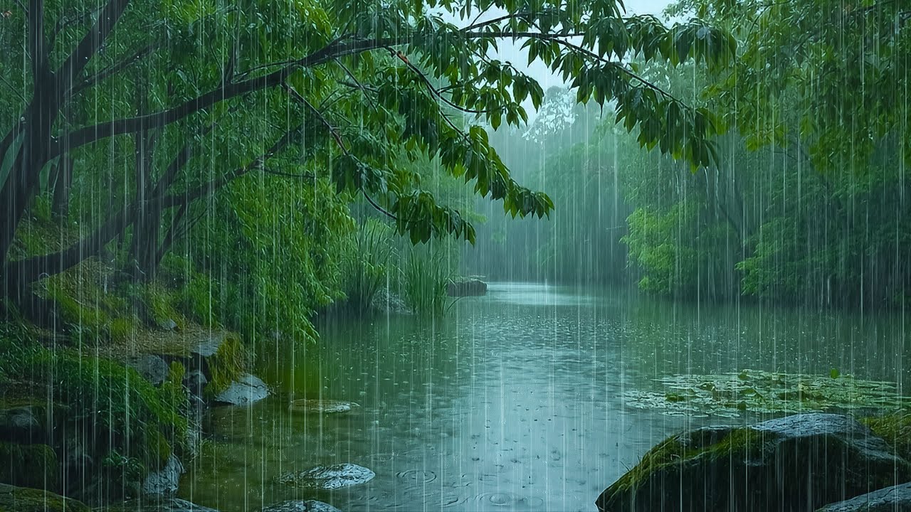 Gentle Rain Sounds to Help You Sleep Fast | ASMR Rain on Forest Lake to Reduce Insomnia