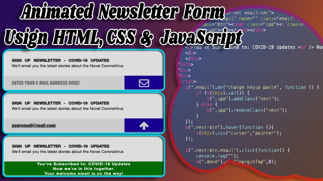 How To Create A Newsletter Form Using HTML, CSS & JavaScripts | Newsletter Form Design HTML and CSS
