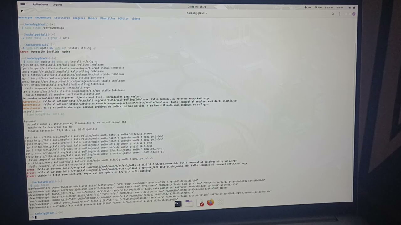 Asignar un punto de montaje a una partición compartida en Kali Linux Purple Dual Boot con Windows 11