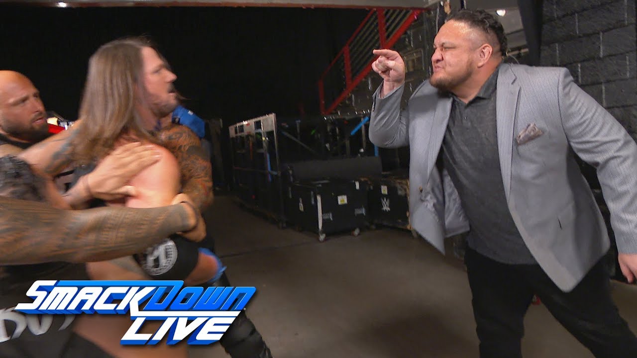 AJ Styles has to be restrained from attacking Samoa Joe: SmackDown Exclusive, Aug. 14, 2018
