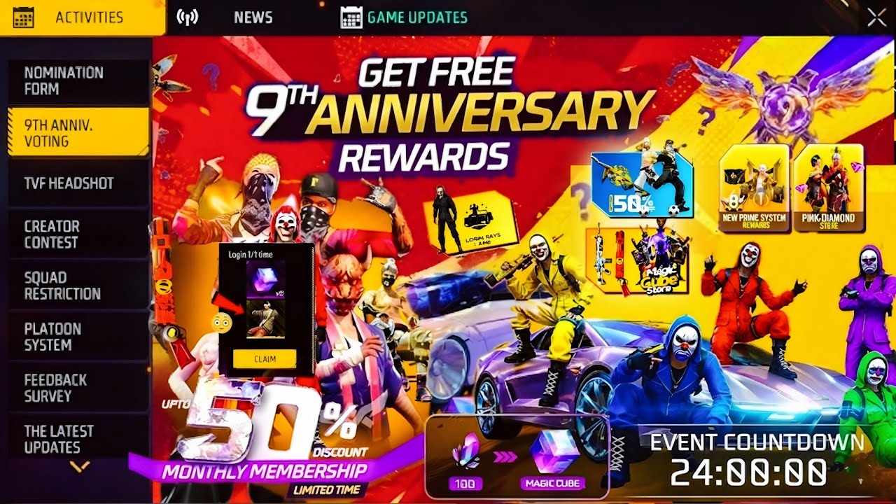 9th Anniversary Event Free Rewards 2026💥🤯| 50% Off Monthly Membership MocoStorel Free Fire New Event