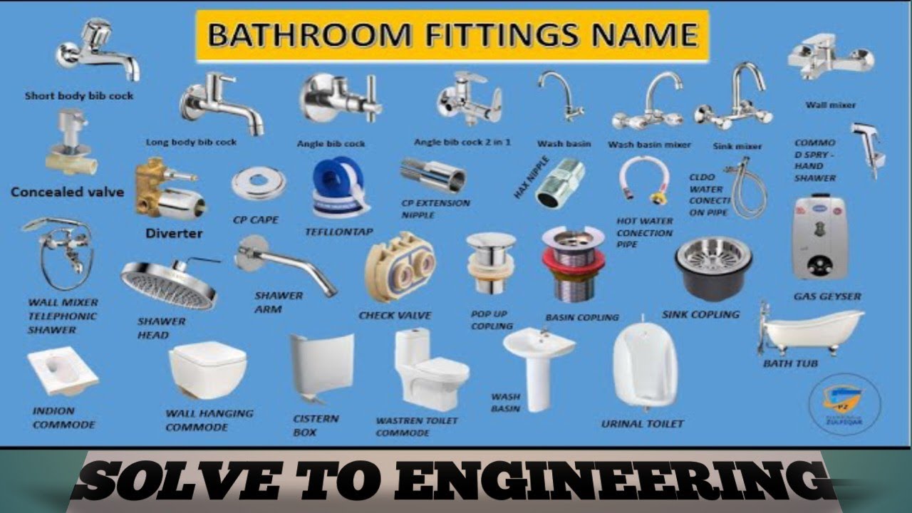 All Bathroom CP Fittings / Water Faucet names with images, CP fittings, bathroom fittings name l