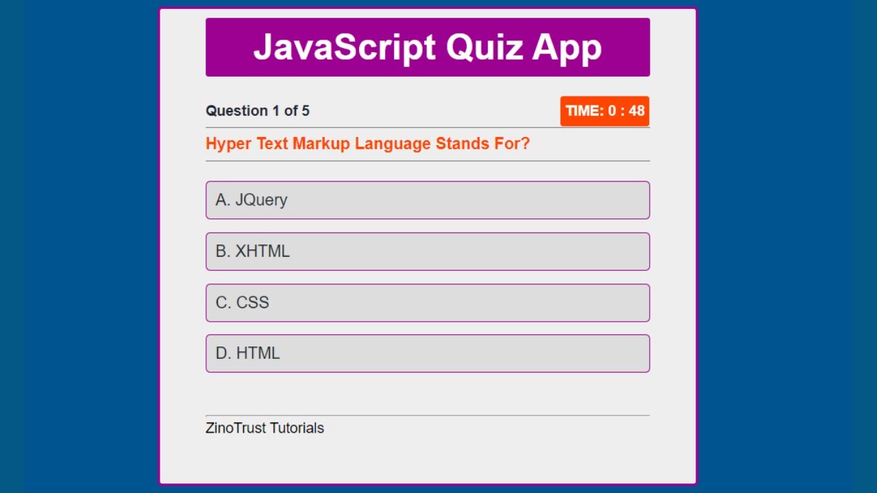 Build A Quiz App With Javascript (Plus ES6 Classes) | Js Project 8 Of 10