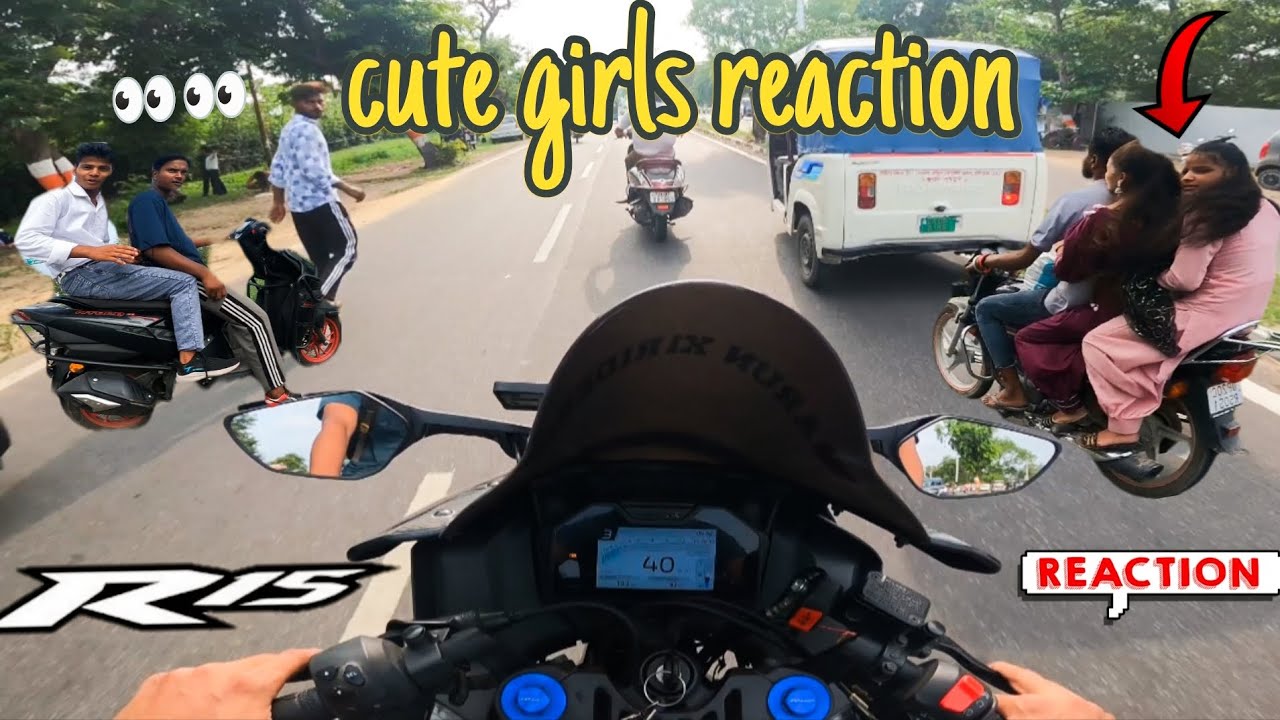 Cute Girls Reaction On Super BIKE 🥰 R15V4 Girl  Reaction #r15v4 Loud Exhaust #vlogvideo