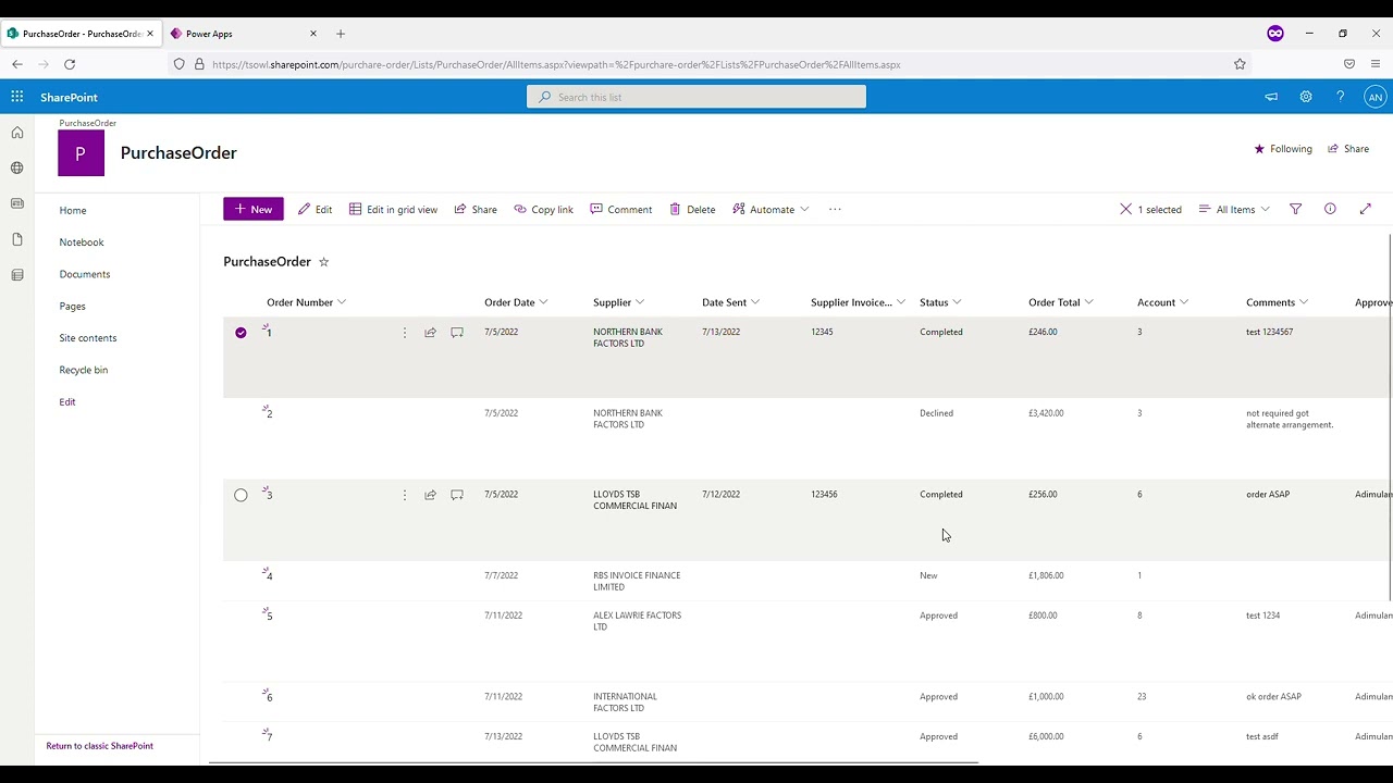 PowerApps Dashbord with SharePoint List