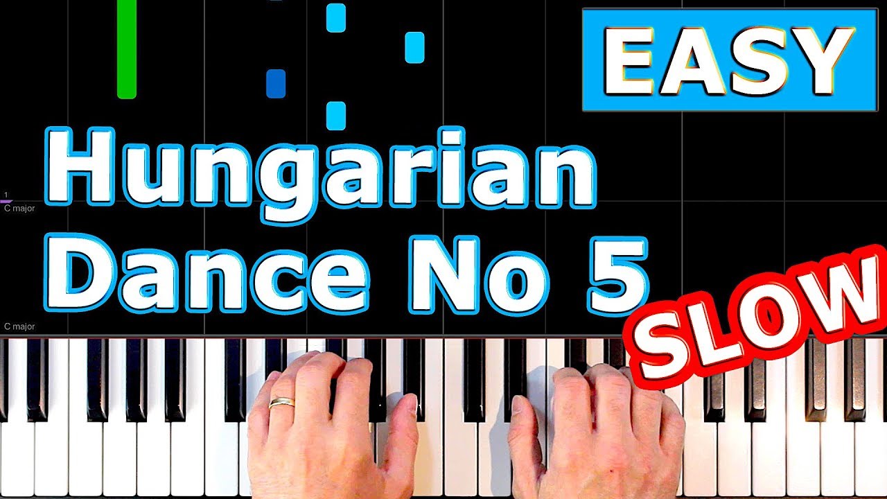 Brahms - Hungarian Dance No 5 - SLOW EASY Piano Tutorial [Sheet Music]