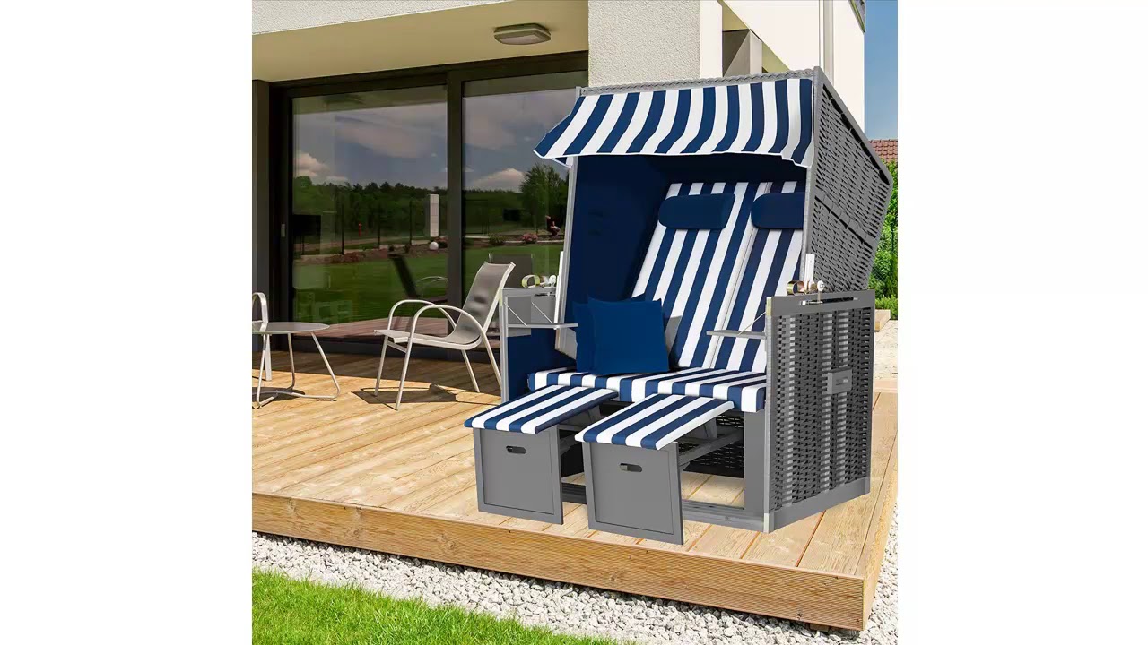🍀 Kesser&reg; - Strandkorb Premium incl. Schutzh&uuml;lle 2 Sitzer XXL Gartenliege 🍀