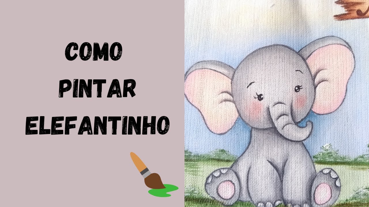 COMO PINTAR ELEFANTINHO SAFÁRI BABY ELEFANTE pintura em fralda para iniciantes - 4º parte de 6 - 4/6