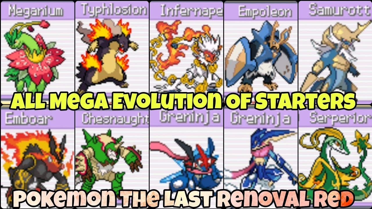 How To Mega Evolve All Starters From Gen 1-6 In Pokemon The Last Renoval Red | Abilities Of Mega