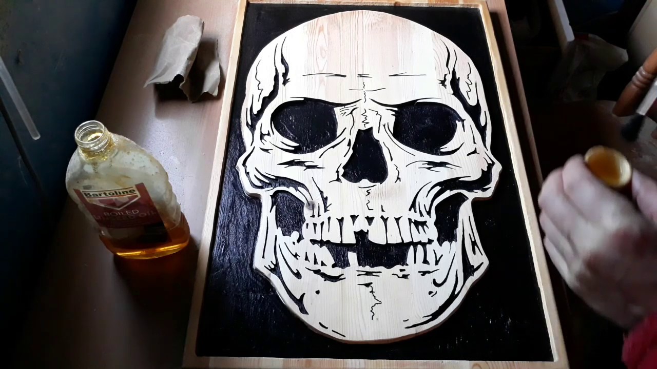 Router project. skull on recycled table top