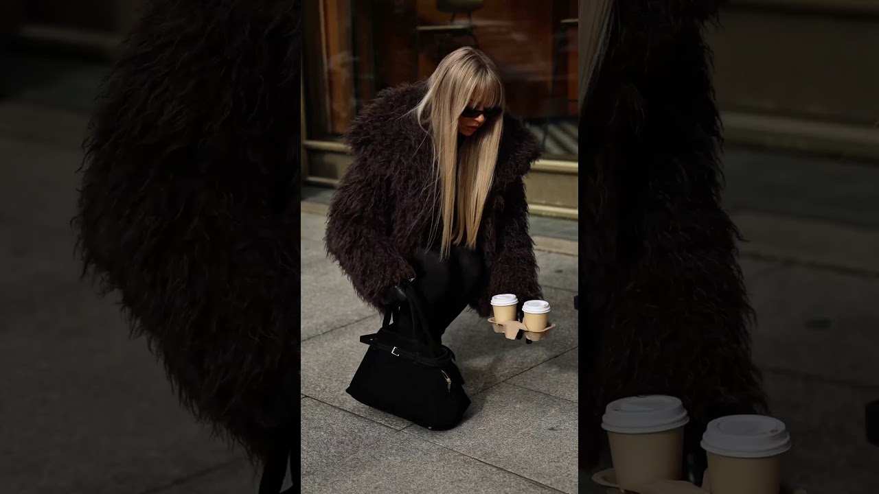 Czekoladowe futro damskie Lama&ndash; premium jakość #fashion #styl #casual #streetstyle