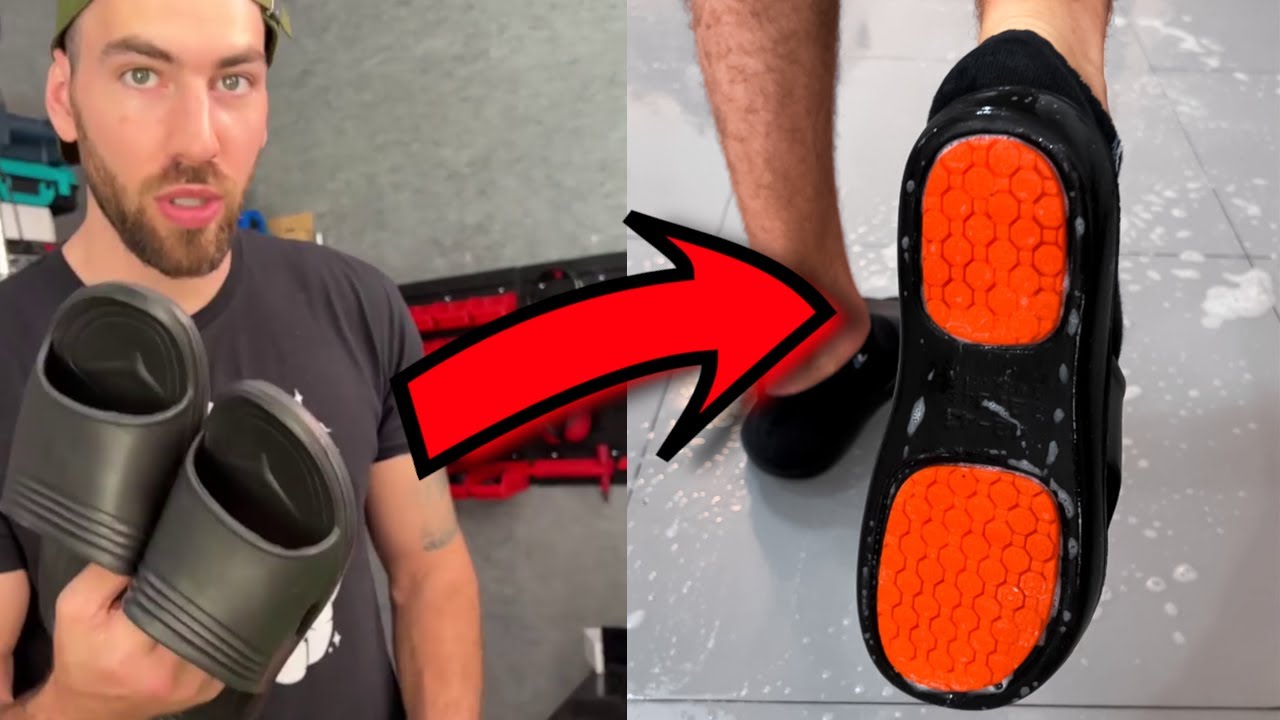 Esse chinelo inovador não desliza no piso mais escorregadio do mundo 🩴😱