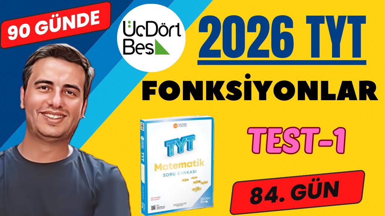 FONKSİYONLAR | TEST-1 | 84.GÜN | 90 GÜNDE 345 TYT MATEMATİK SORU BANKASI ÇÖZÜMLERİ | 2026 #345