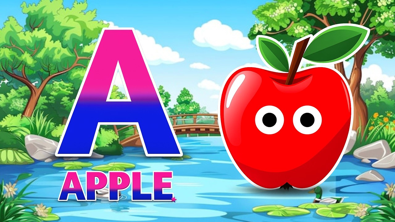 Фонетическая песенка 2 с двумя словами в 3D-формате - A для яблока 🍎🍏 - Песни про алфавит ABC со ...