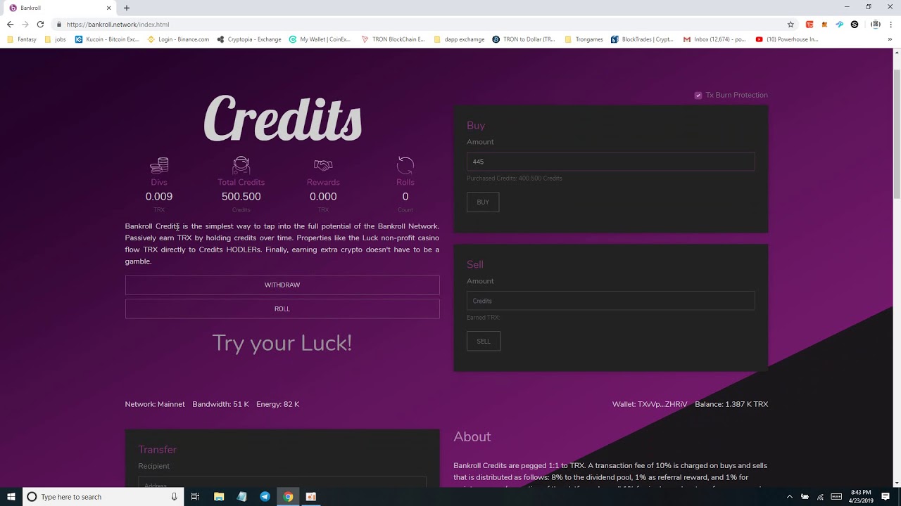 Bank Roll Credits new dapp