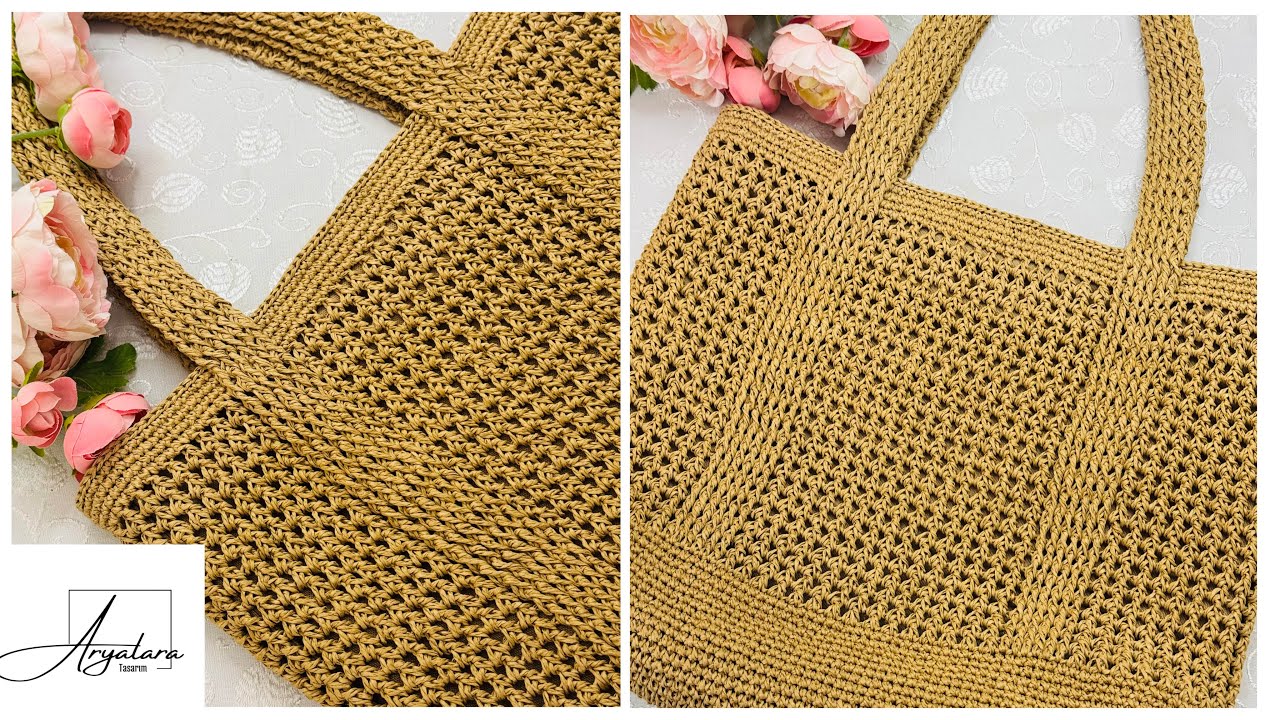 Aryalara Tasarım İmzalı Kâğıt İpten Kol Çantası Yapımı🌸 #hasırçanta #crochetbag #kağıtip