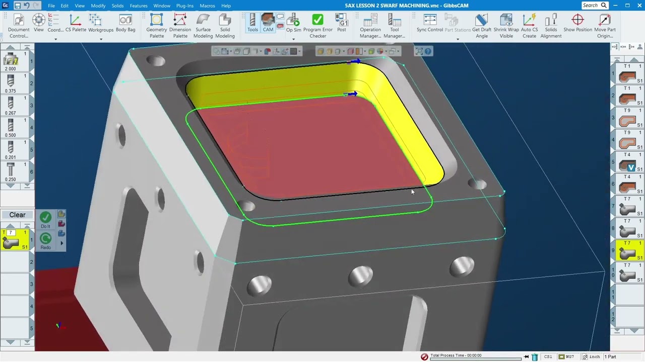 MULTI PASSES/ STEPS DOWN AND AXIS SHIFT ON SWARF TOOLPATH - GIBBSCAM.