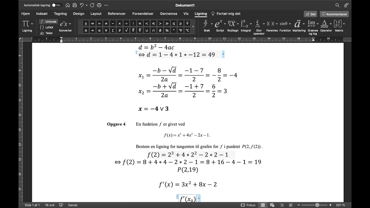 Matematik B - STX uden hjælpemidler - Differentialregning.