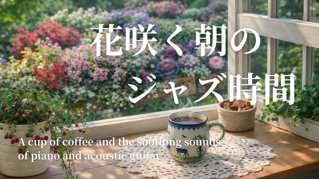 【作業用BGM】朝のコーヒーと花に包まれる、やさしいジャズ音楽｜ピアノ＆アコースティックギター｜癒し・リラックス・calm・ヒーリング｜読書用・勉強用・ひとり時間