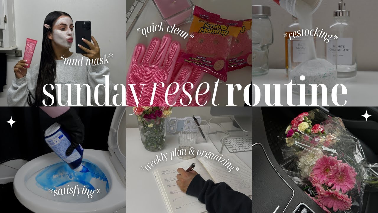 SUNDAY RESET ROUTINE💐 | self care, slow living, mud mask & prepping for a new month