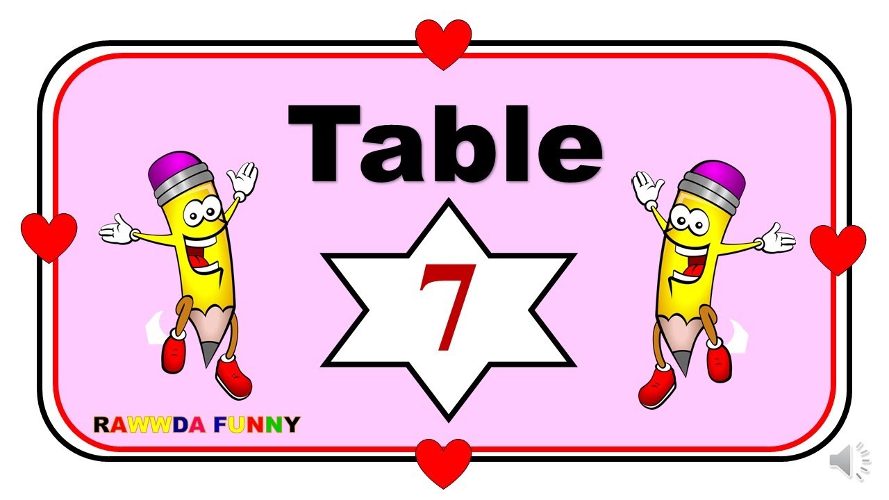 جدول الضرب7 بالانجليزى للاطفال        Table 7
