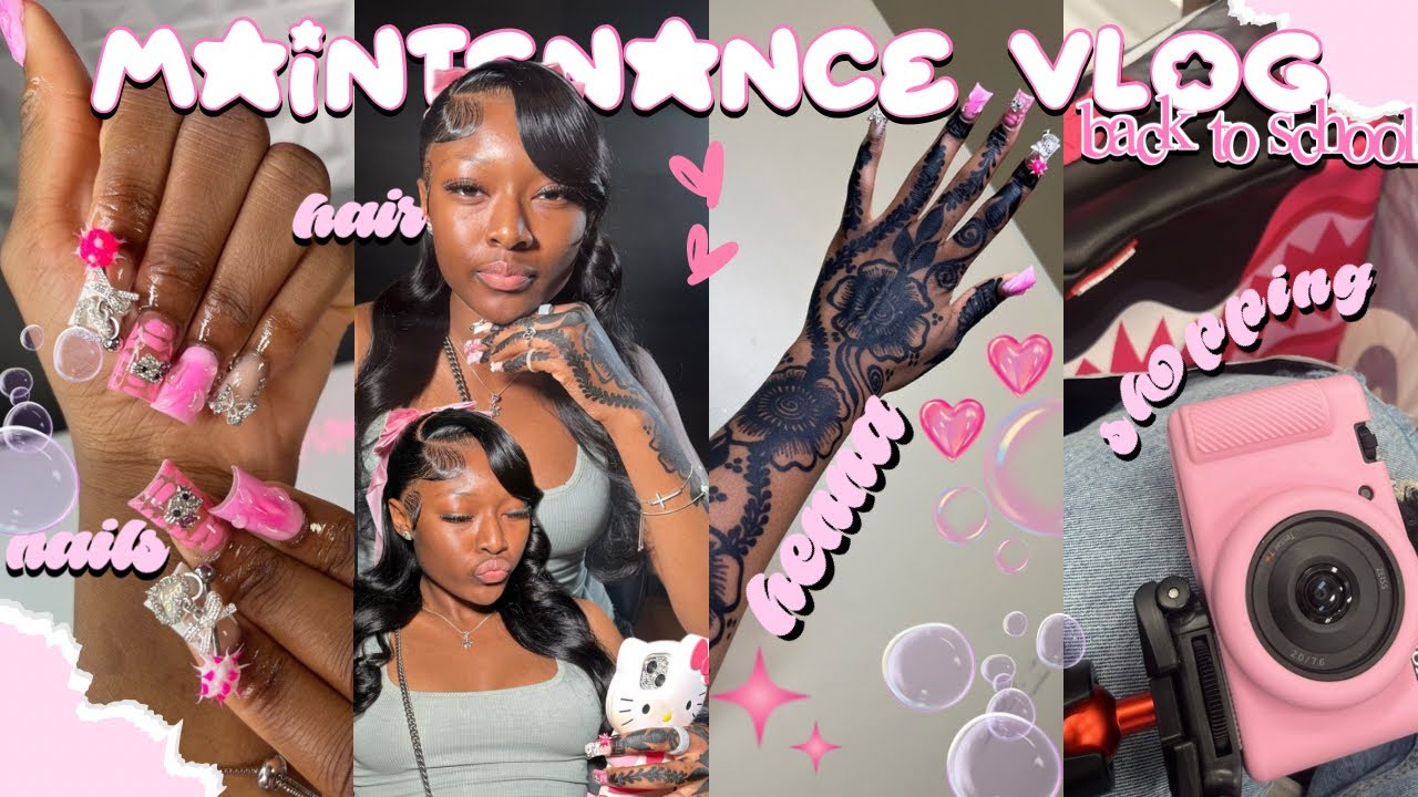 BACK TO SCHOOL MAINTENANCE VLOG + PREP ♡ | hair, nails,,henna, supplies, shopping, etc..