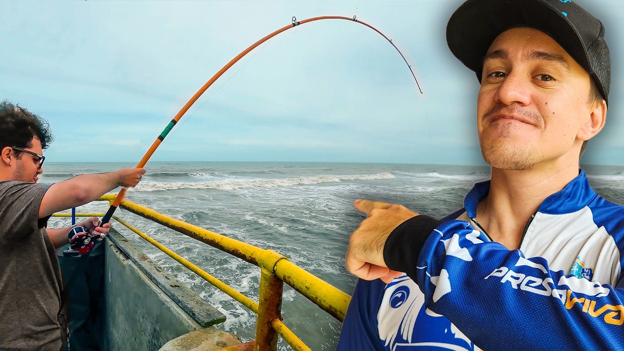 Pescando GRANDES PEIXES DE COURO em MAR AGITADO e VENTO FORTE