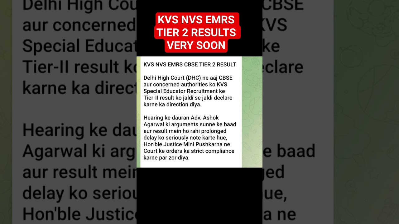 KVS NVS EMRS TIER 2 RESULTS UPDATE