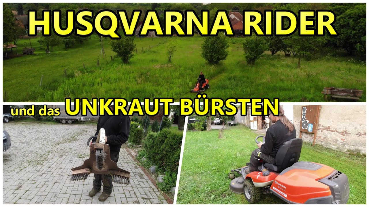 Husqvarna Rider und selbstgebaute Unkrautbürste