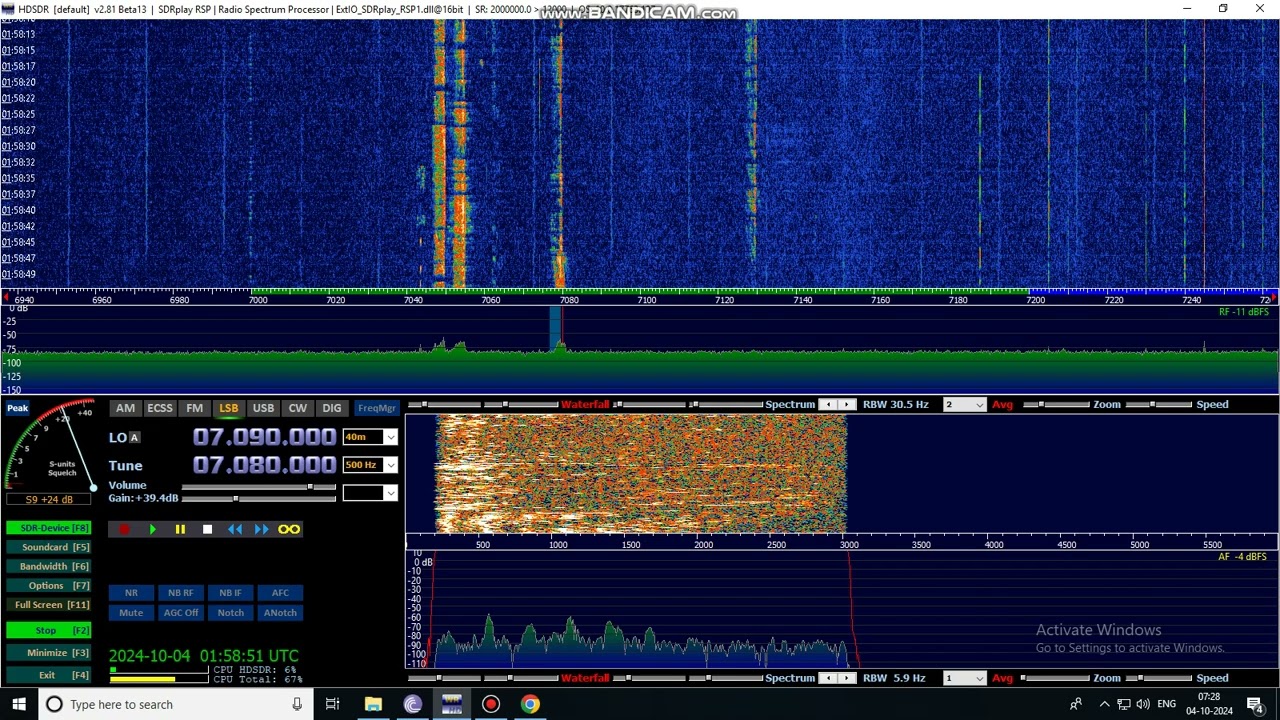 Charminar net at 7080khz in my MSI SDR