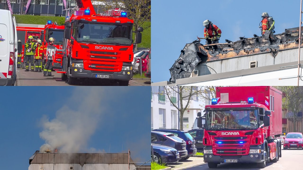 🔥ZWEITER GROSSBRAND IN KARLSRUHE🔥 DACHSTUHL IN FLAMMEN - [FEUERWEHR mit SPEZIALGERÄT im EINSATZ] -